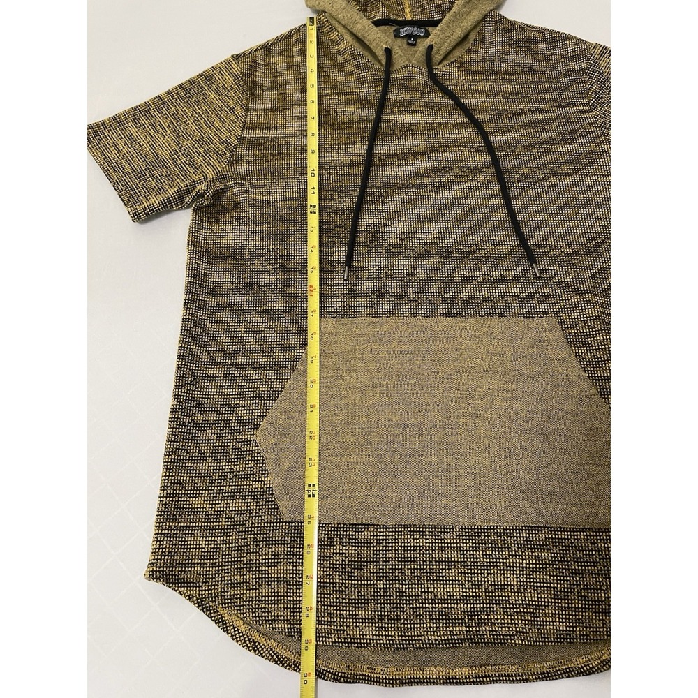 Elwood Short Sleeve Hoodie Men's Small Yellow Curved Hem Streetwear - Picture 4 of 5